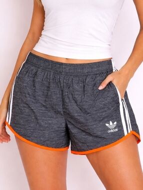 Adidas Women's Black Shorts with Orange Trim